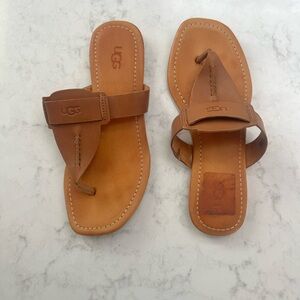 UGG Tan Leather Thong Sandals